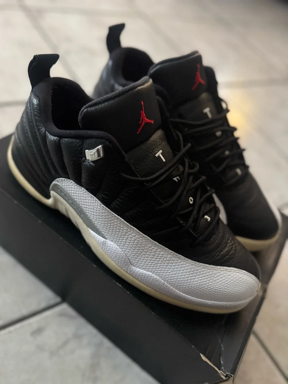 Jordan Men's Retro 12 Low-Top Sneakers in Black and White